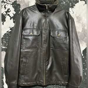 Accents Collection Faux Leather Sherpa Jacket